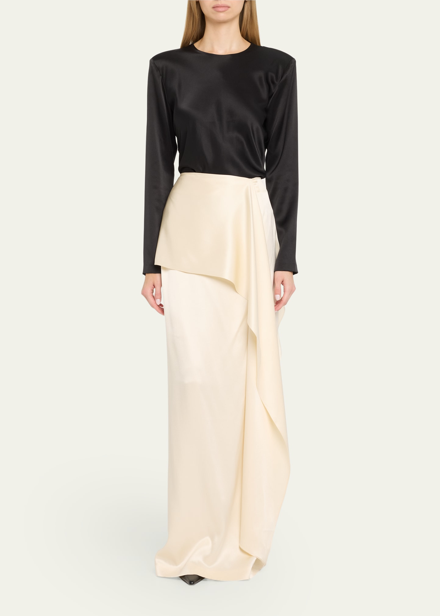 Mila Draped Silk Maxi Skirt - 2