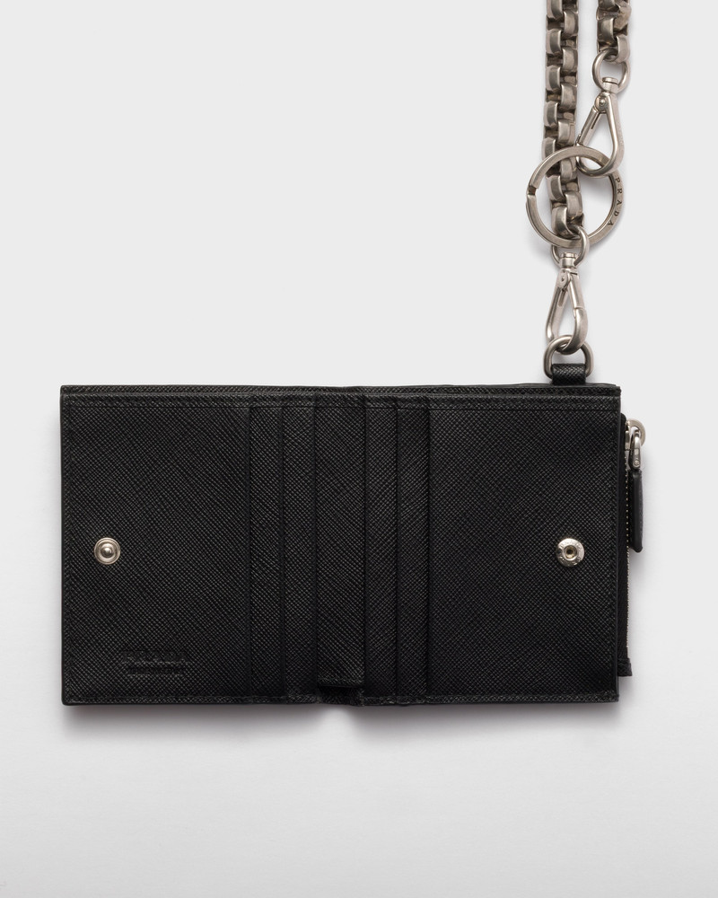 Prada Small Saffiano wallet with chain outlook
