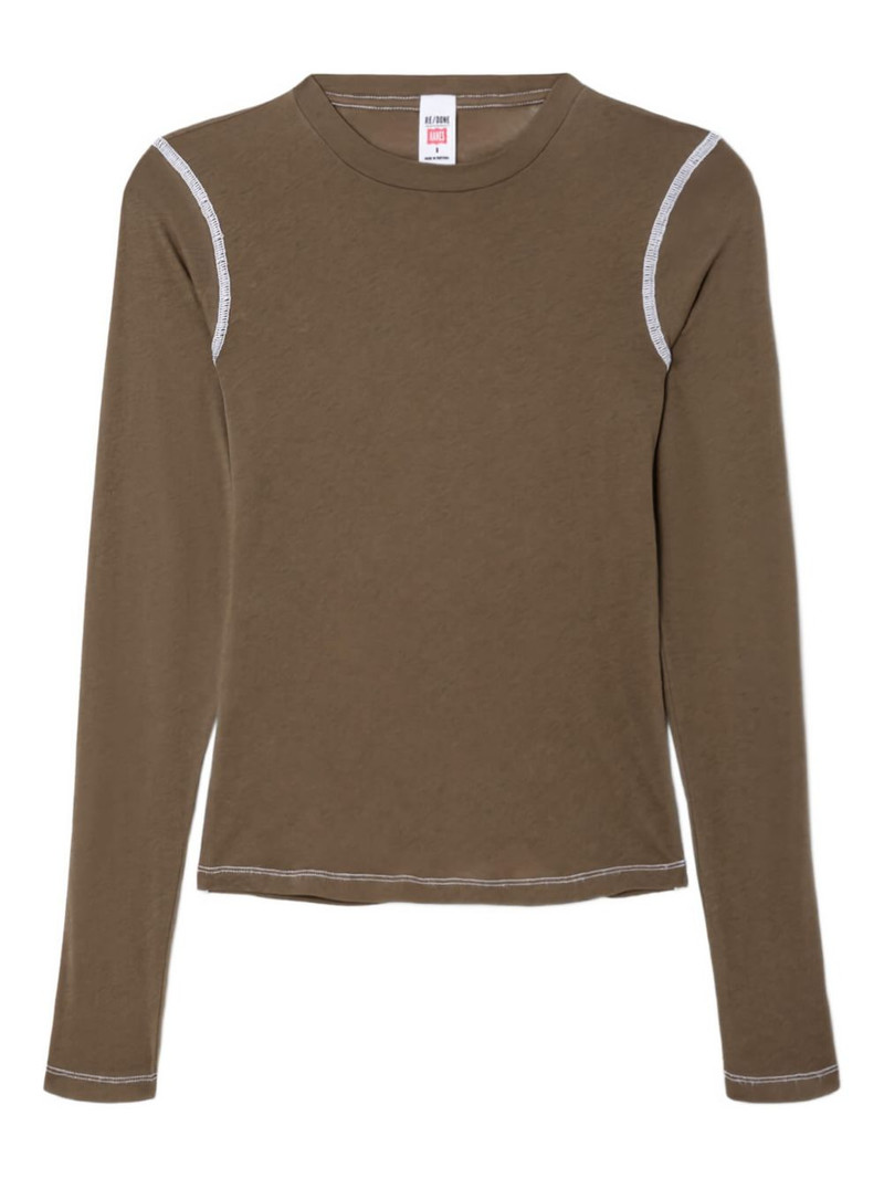 contrast-stitch long-sleeve tee 1