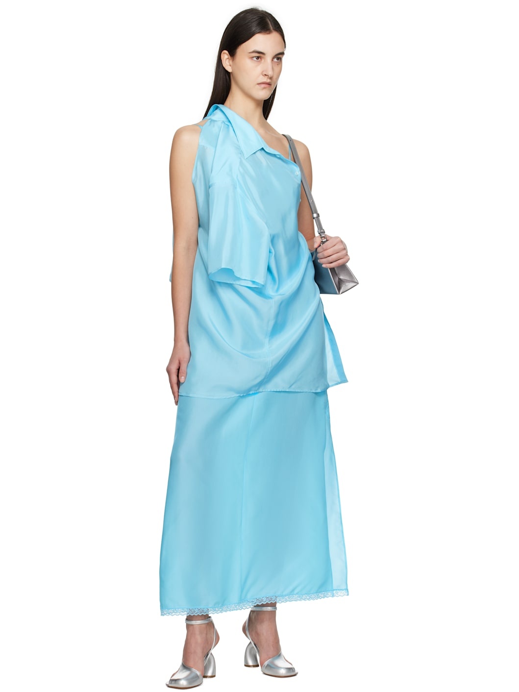 Blue Dual Wear Light Silk Shirt - 5