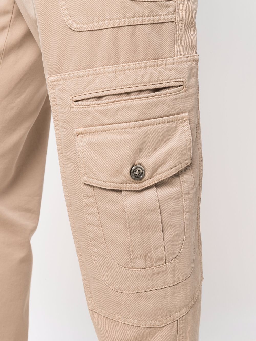 high-waisted cotton cargo trousers - 5