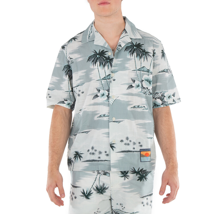 Maison Kitsune Seafoam Design Island-Print Shirt - 3