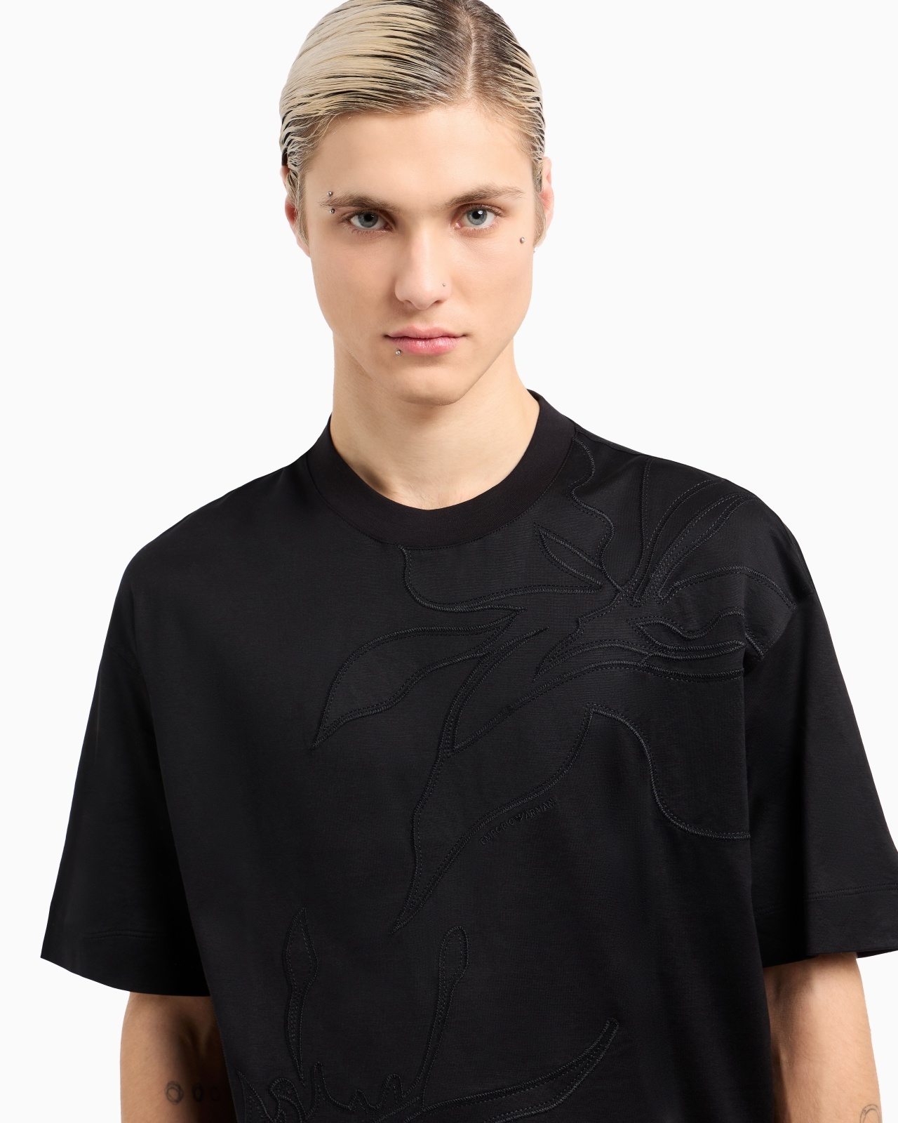 ASV OVERSIZED T-SHIRT IN LYOCELL-BLEND JERSEY WITH OVERSIZED FLOWER EMBROIDERY - 5