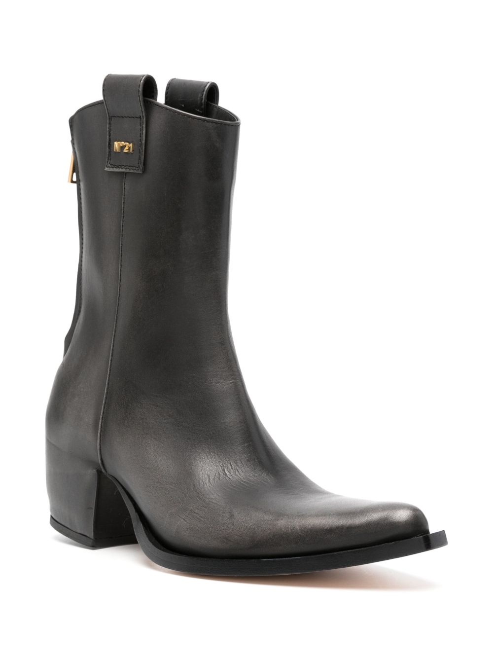 60mm pointed-toe leather ankle boots - 2