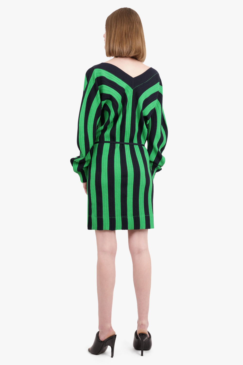 STRIPE WRAP DRESS | GREEN/NAVY - 3