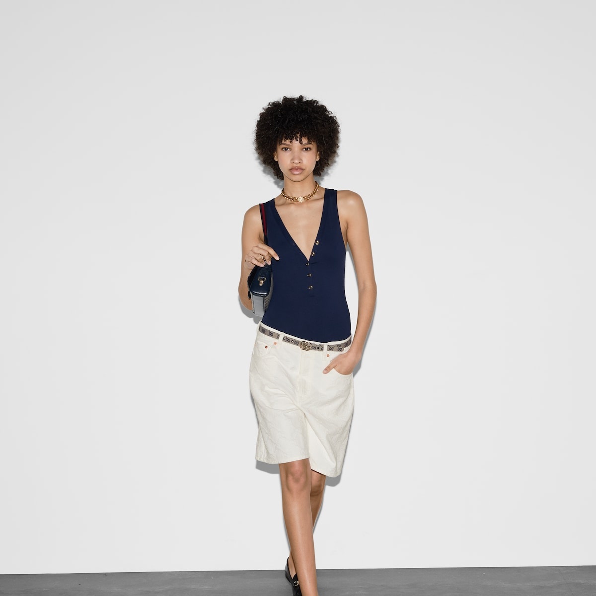 GG jacquard denim shorts - 7