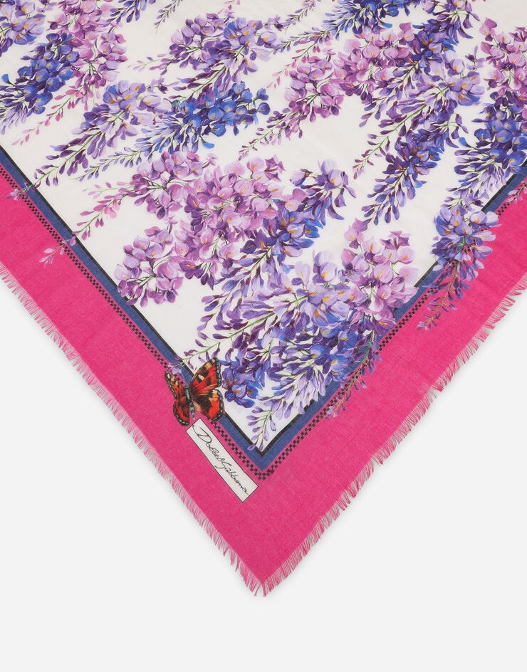 Large wisteria-print modal and cashmere scarf (140 x 140) - 2