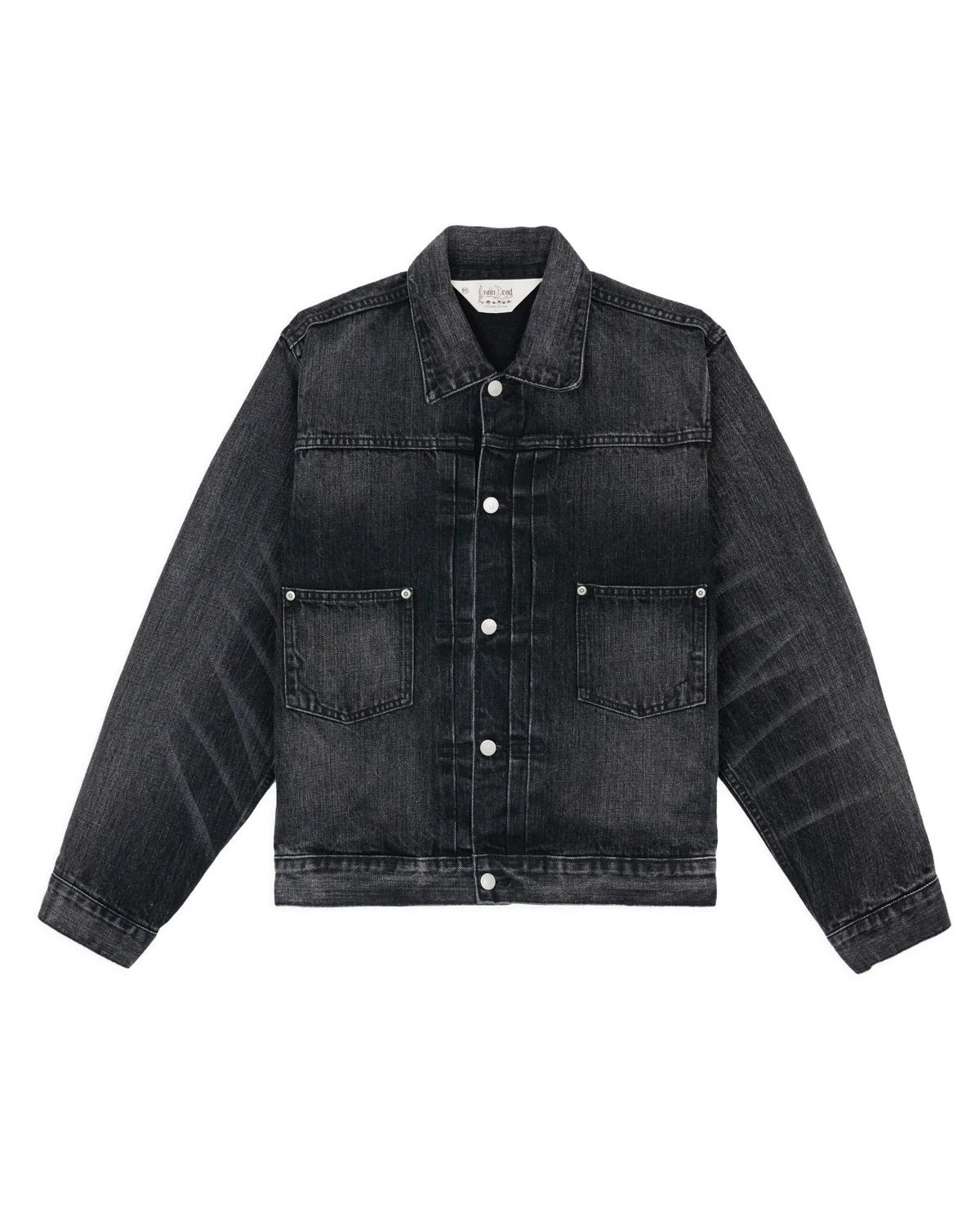 13.2oz Selvedge Denim Trucker Jacket - Washed Black - 1