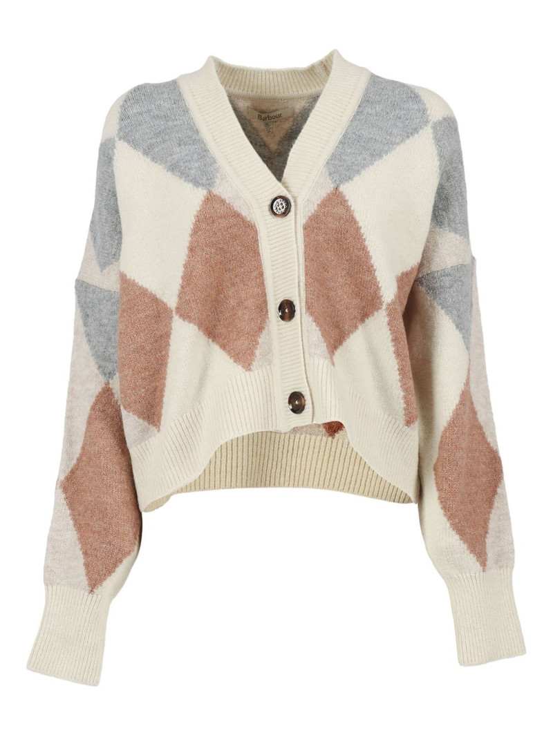diamond-pattern wool-blend cardigan 1