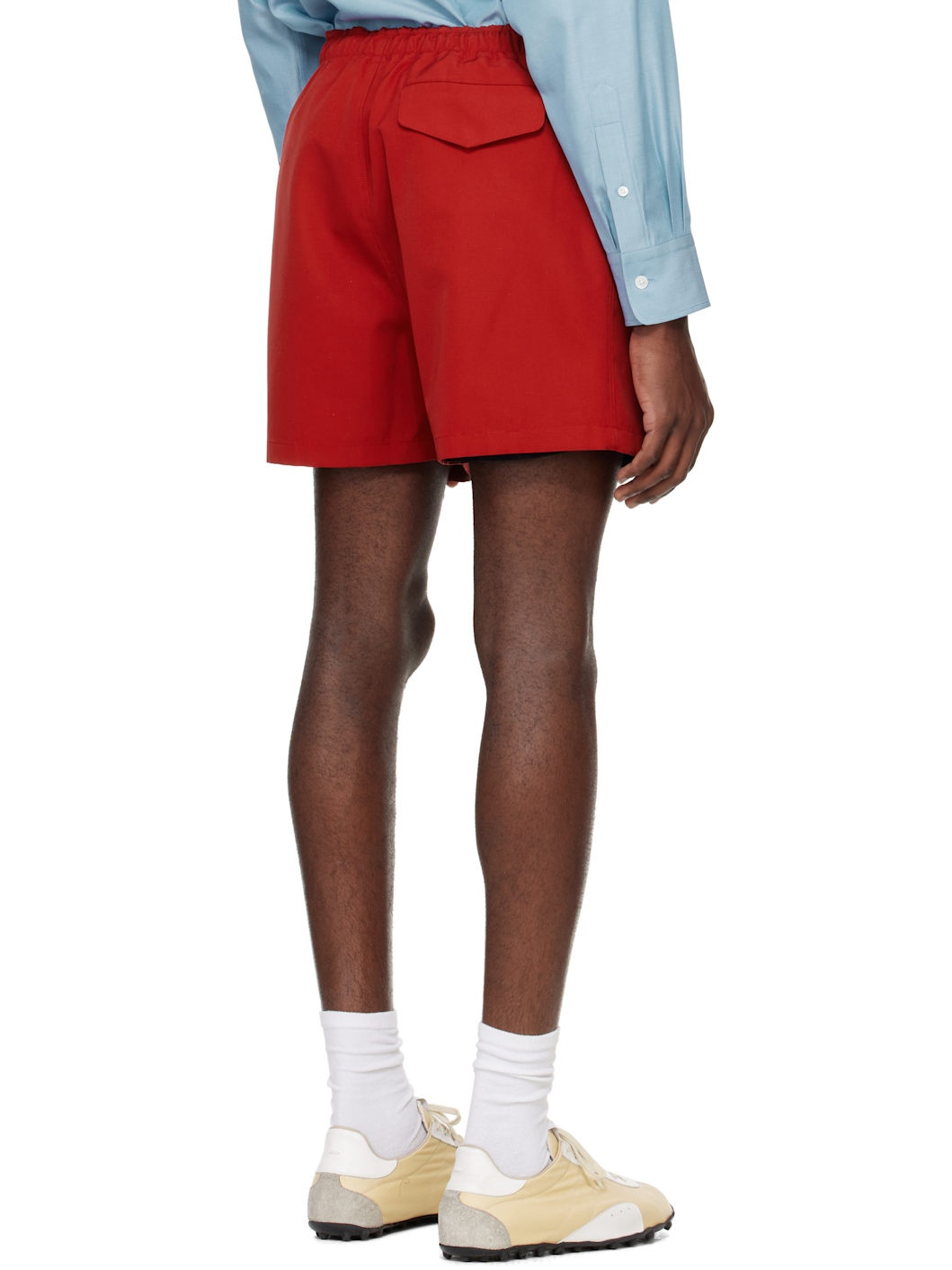 Red Wool Max Canvas Shorts - 3
