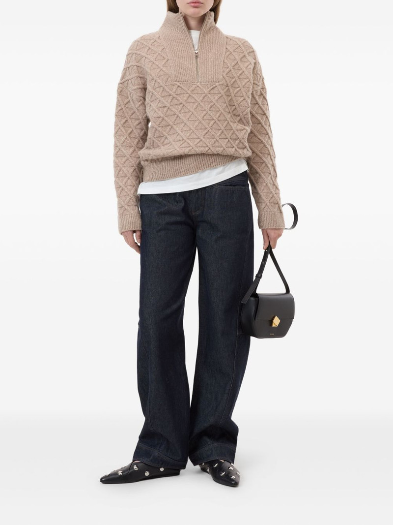 CLOSED Troyer diamond-patterned half-zip sweater outlook