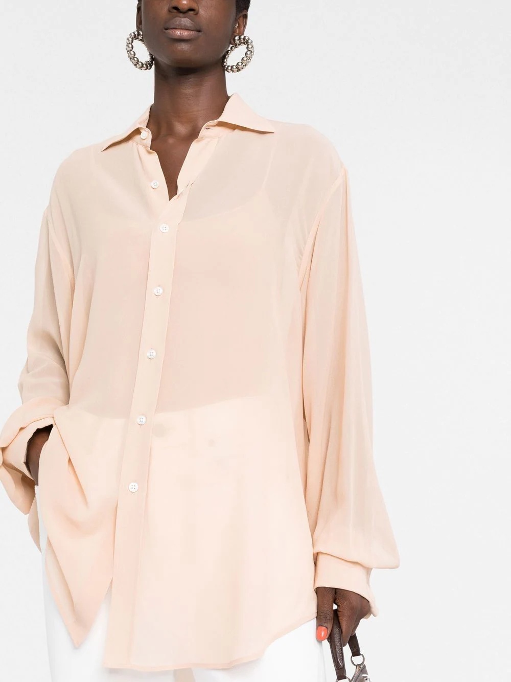 oversized four-stitch silk shirt - 5