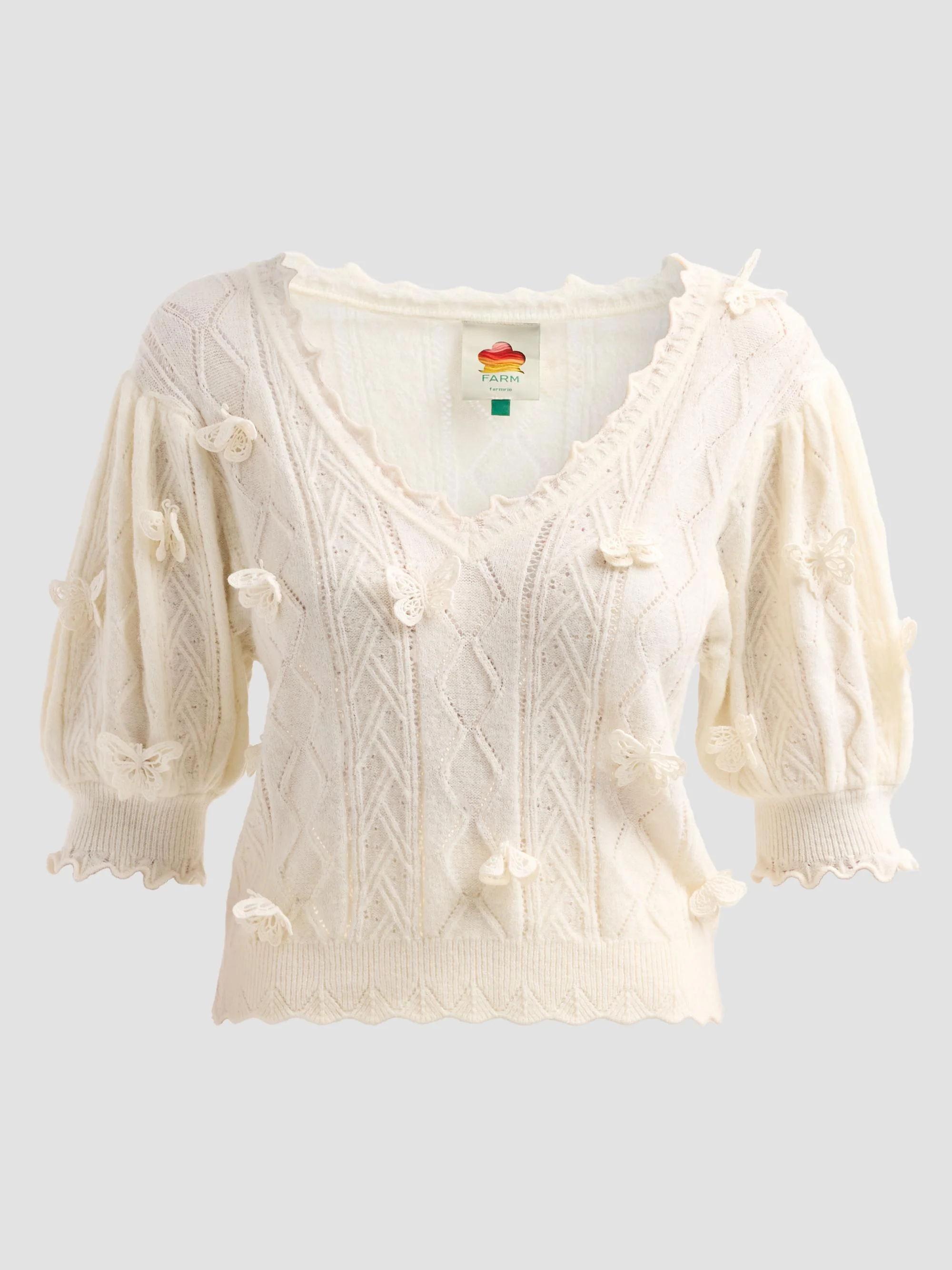 Women's Richilieu 3D Butterfly Knit Top - Off White - 1