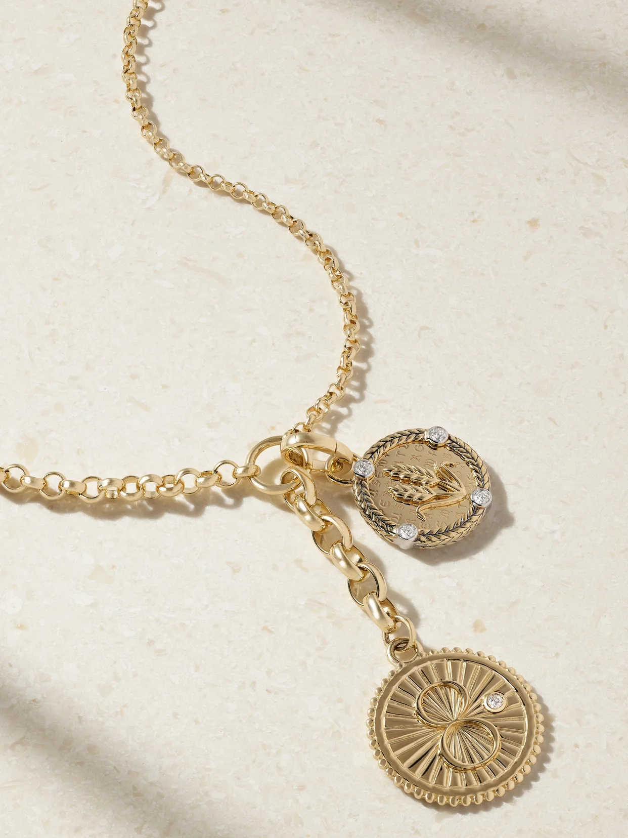 Karma + Infinite Gratitude + Medium Mixed Belcher 18-karat Gold Diamond Necklace - 1