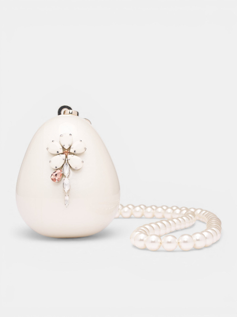 White Mini Egg Pearl Bag 1