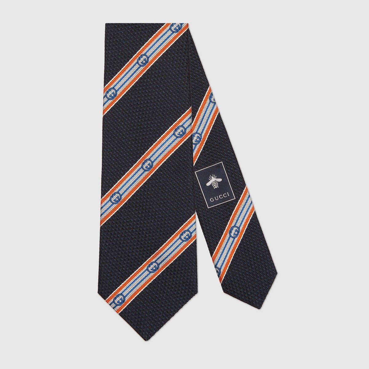 Interlocking G stripe silk jacquard tie - 1