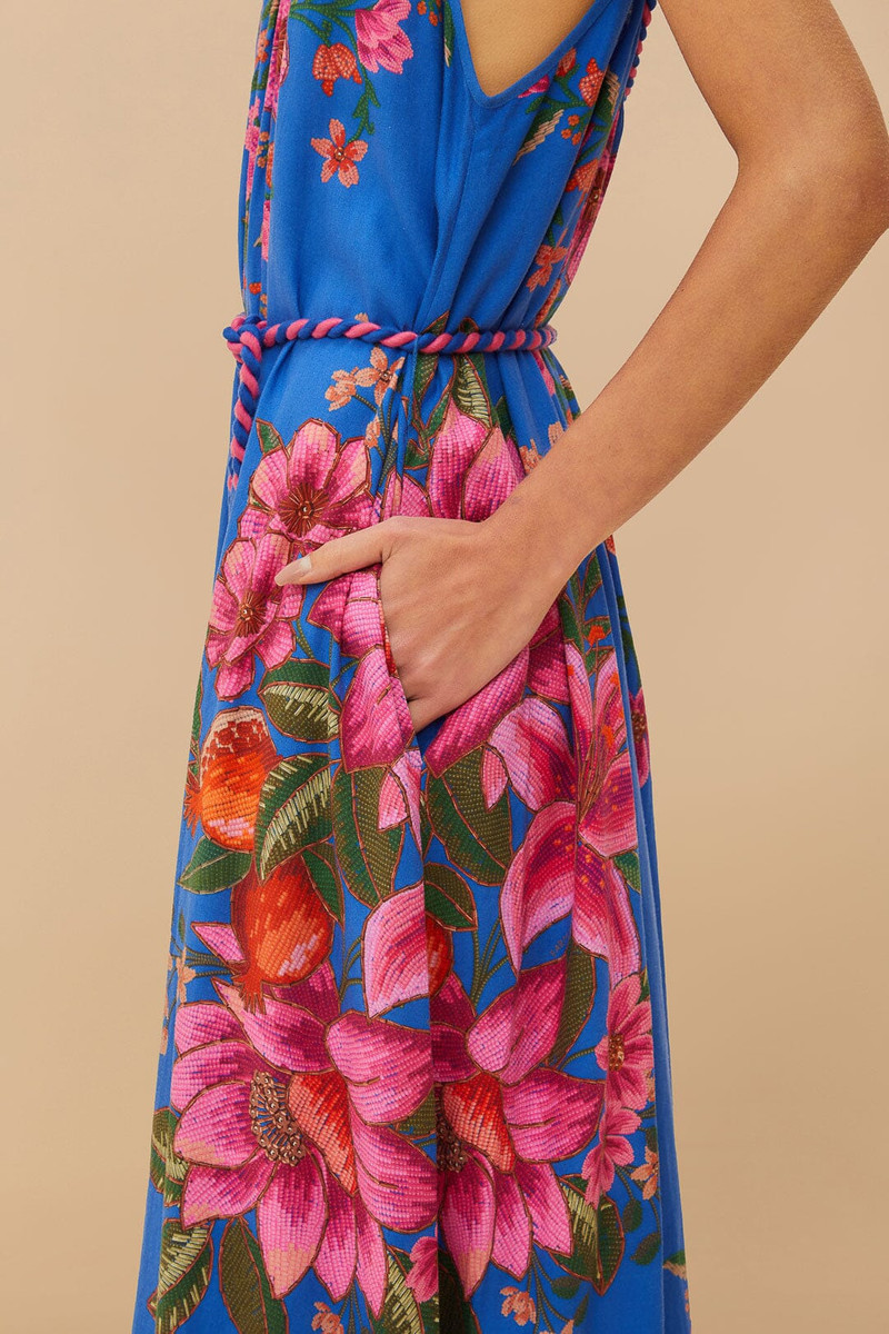 Blue Summer Fruit Scarf Lenzing™ Ecovero™ Euroflax™ Maxi Dress 3