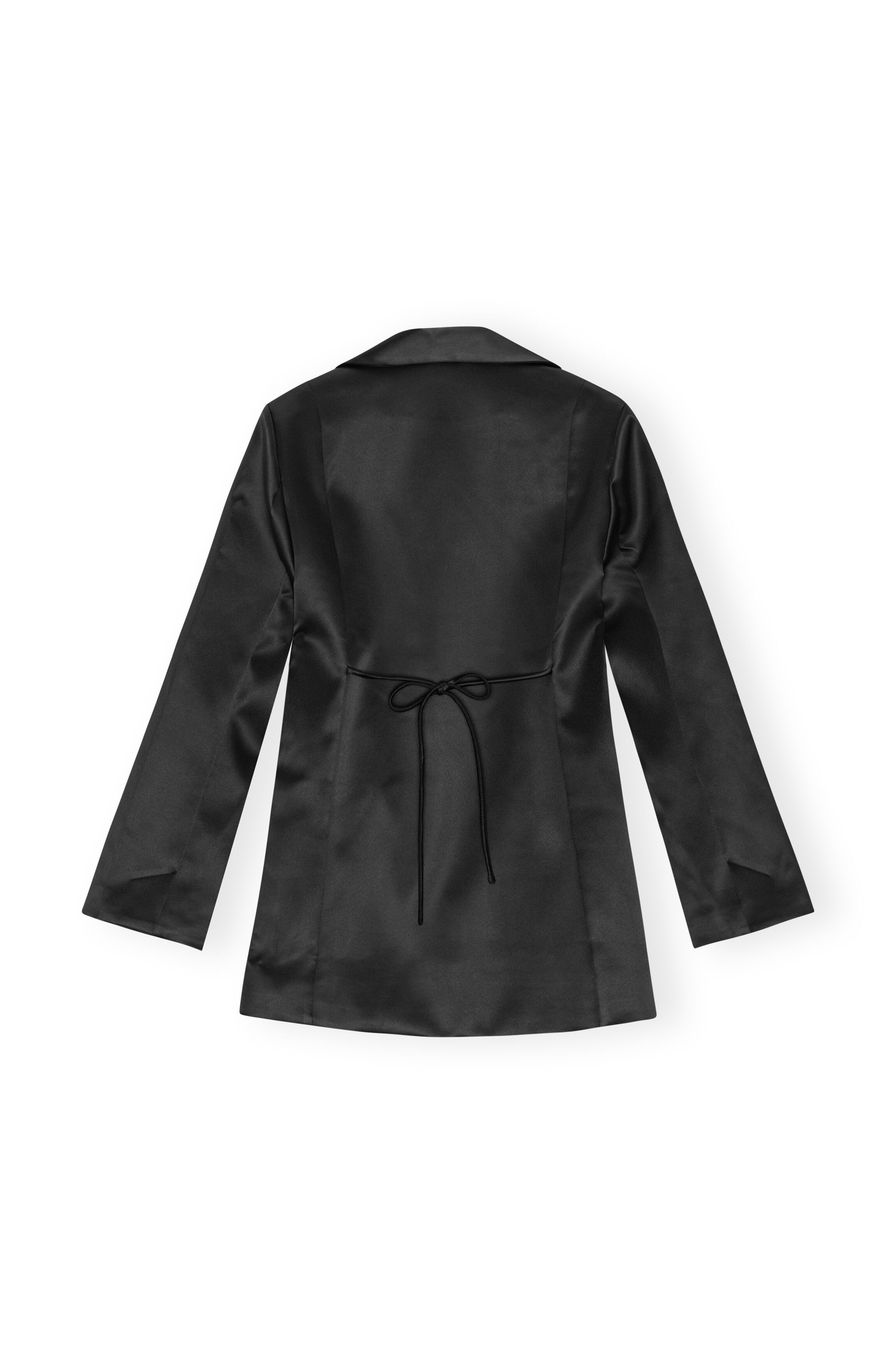 BLACK DOUBLE SATIN TIESTRING BLAZER - 1