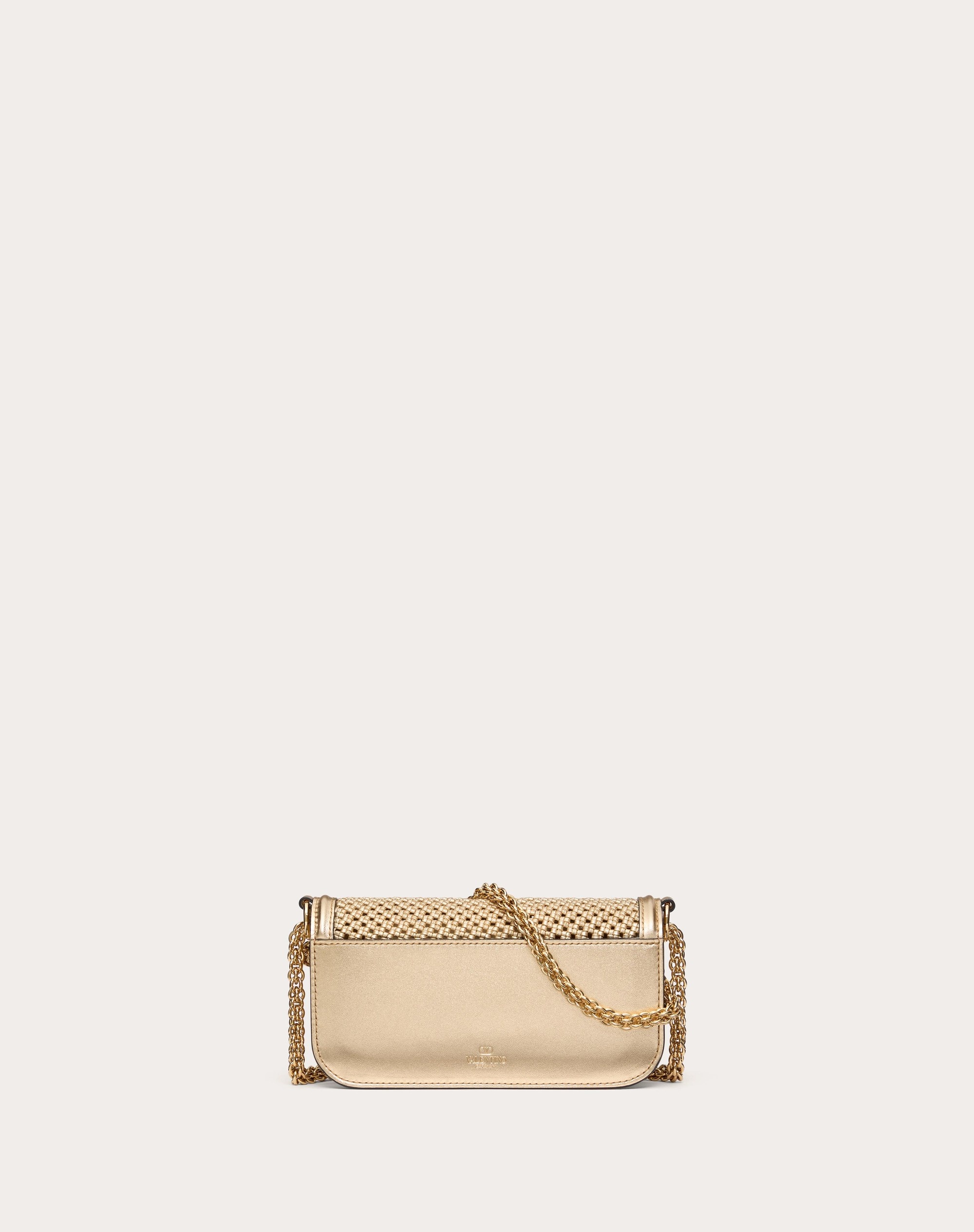 VALENTINO GARAVANI LOCÒ SMALL SHOULDER BAG IN METALLIC WOVEN LEATHER - 4