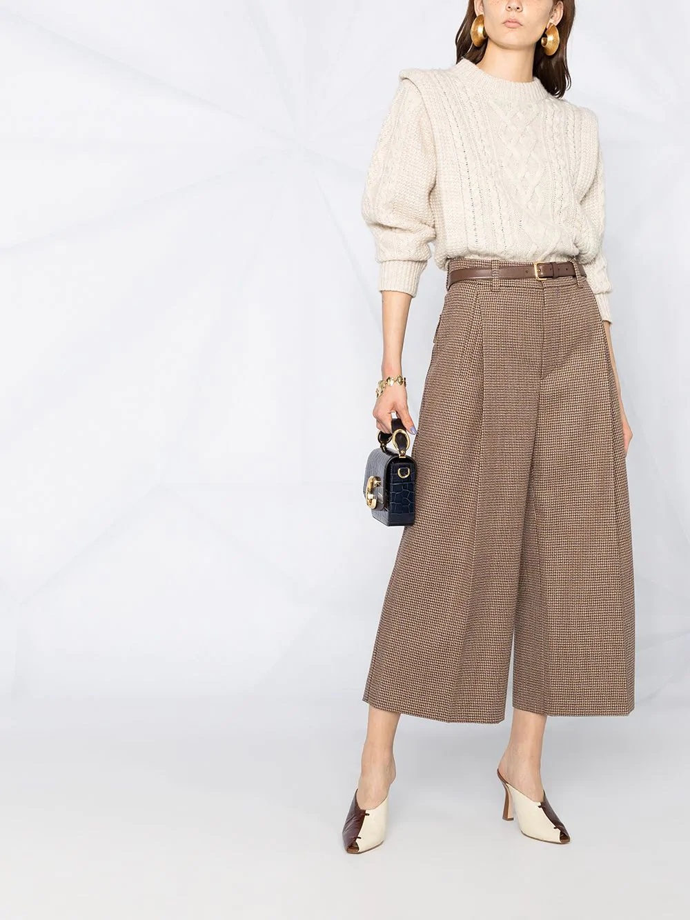 cropped houndstooth trousers - 2