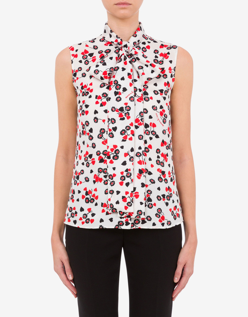 Moschino HEARTS & FLOWERS SILK TWILL TOP outlook