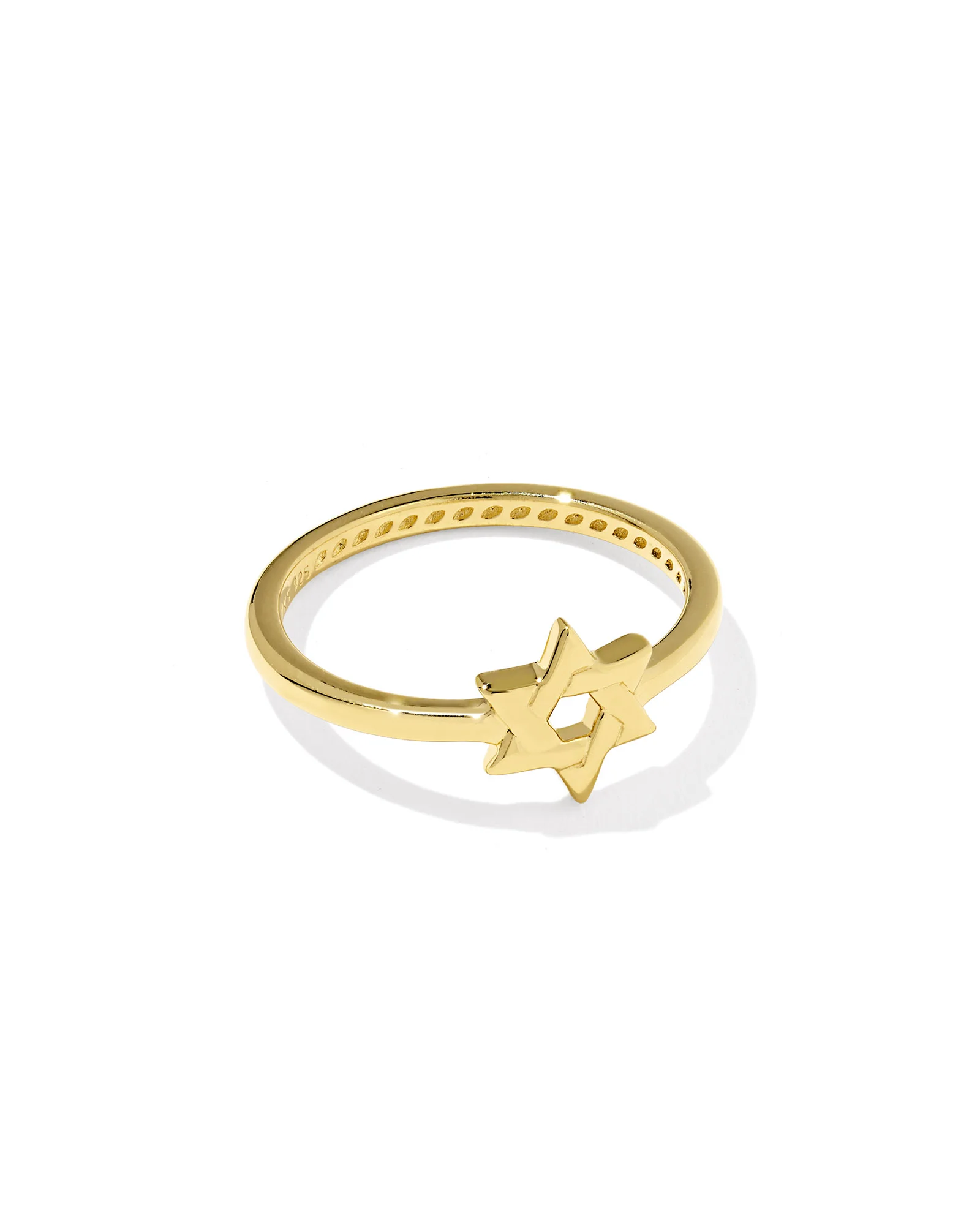 Star of David 18k Gold Vermeil Band Ring - 1
