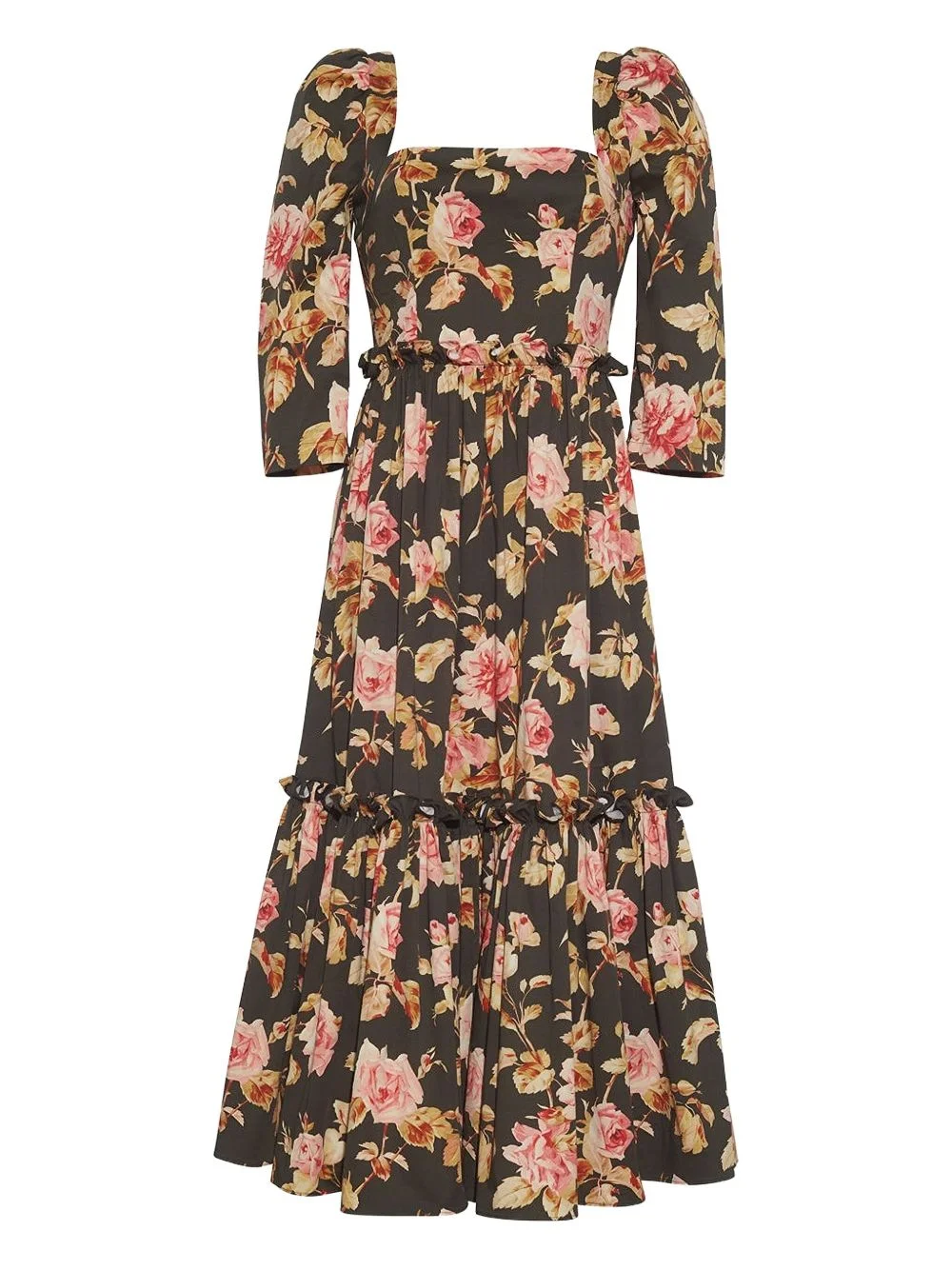 floral-print tiered dress - 1