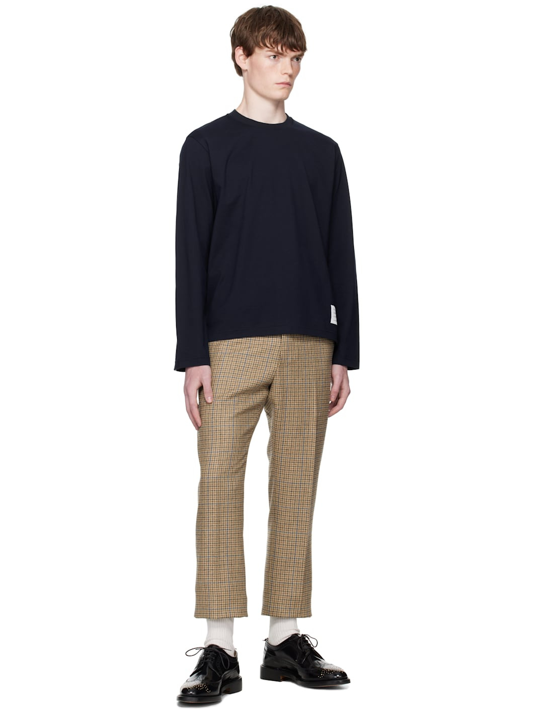 Navy Oversized Long Sleeve Medium Weight T-shirt - 4