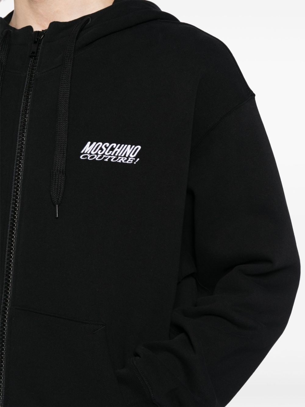 logo embroidered zipped hoodie - 5