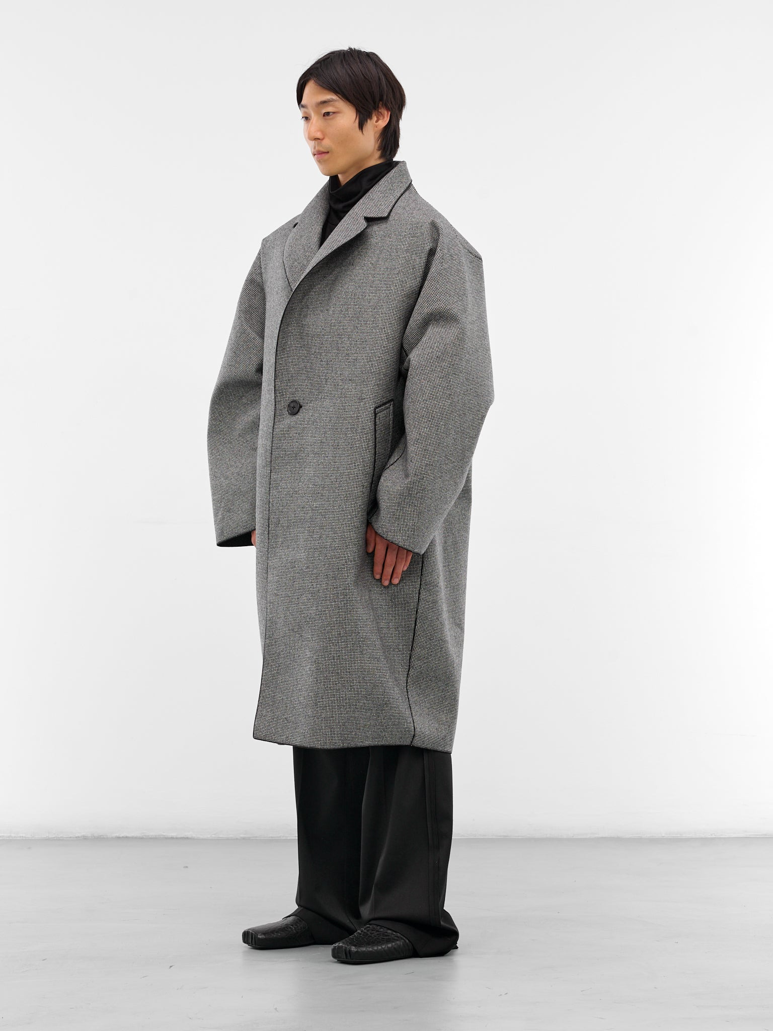 Houndstooth Wool Oversized Coat - 2