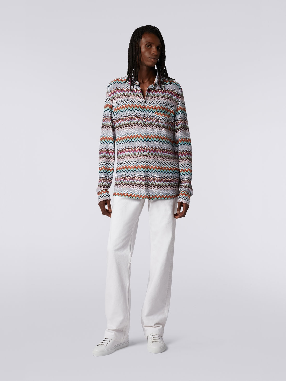 Cotton and viscose chevron shirt - 2