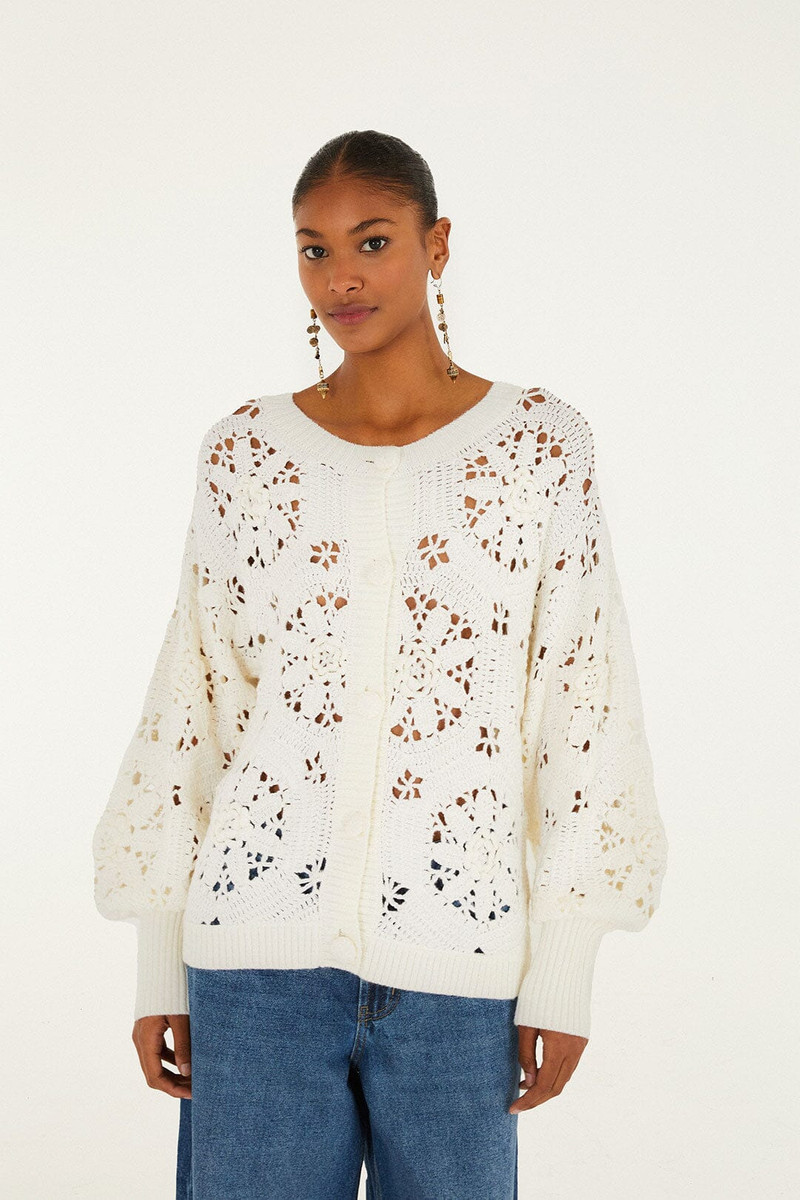 Off-White Crochet 3D Flower Knit Cardigan 1