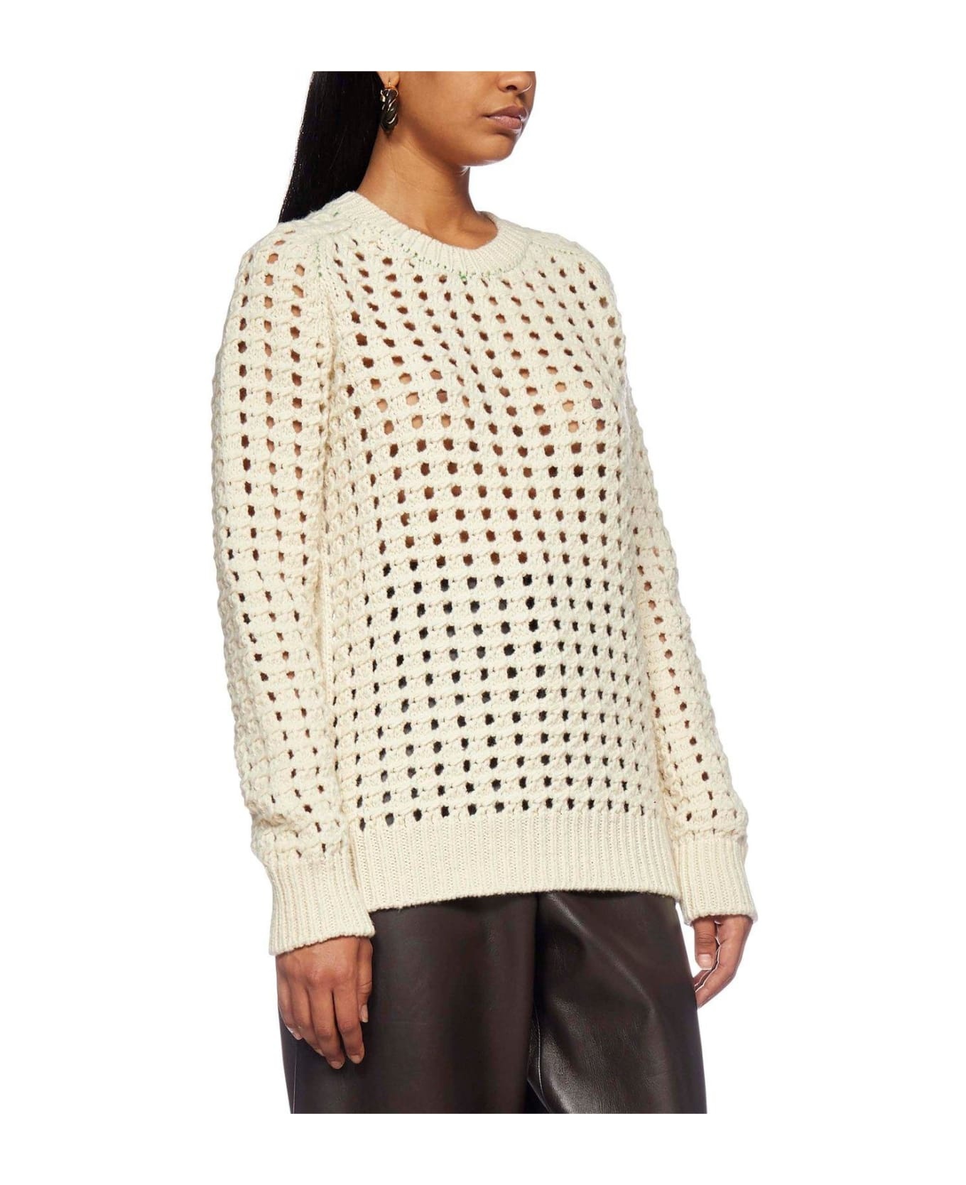 Open-knitted Crewneck Jumper - 2