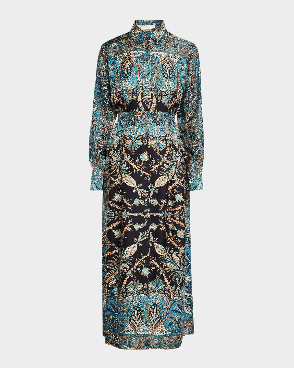 Lorena Printed Long-Sleeve Shirtdress - 1