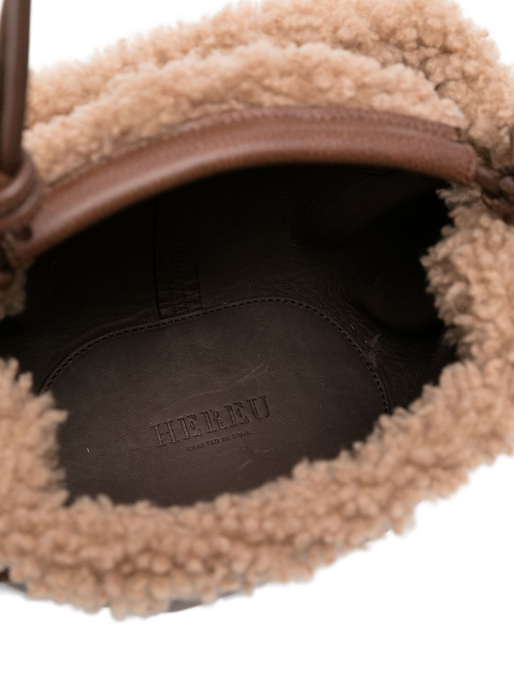 leather shearling tote bag - 5