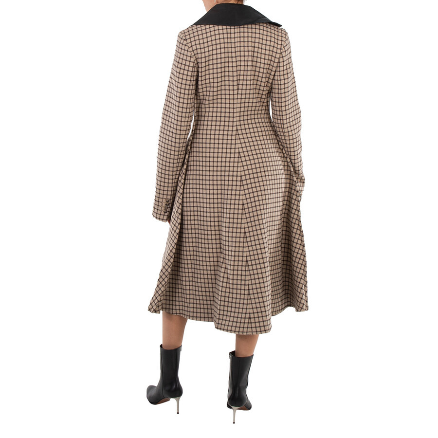 JW Anderson Ladies Clay Check-Print A-Line Coat - 6
