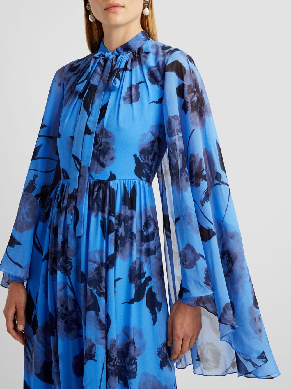 printed long-sleeve gown - 5