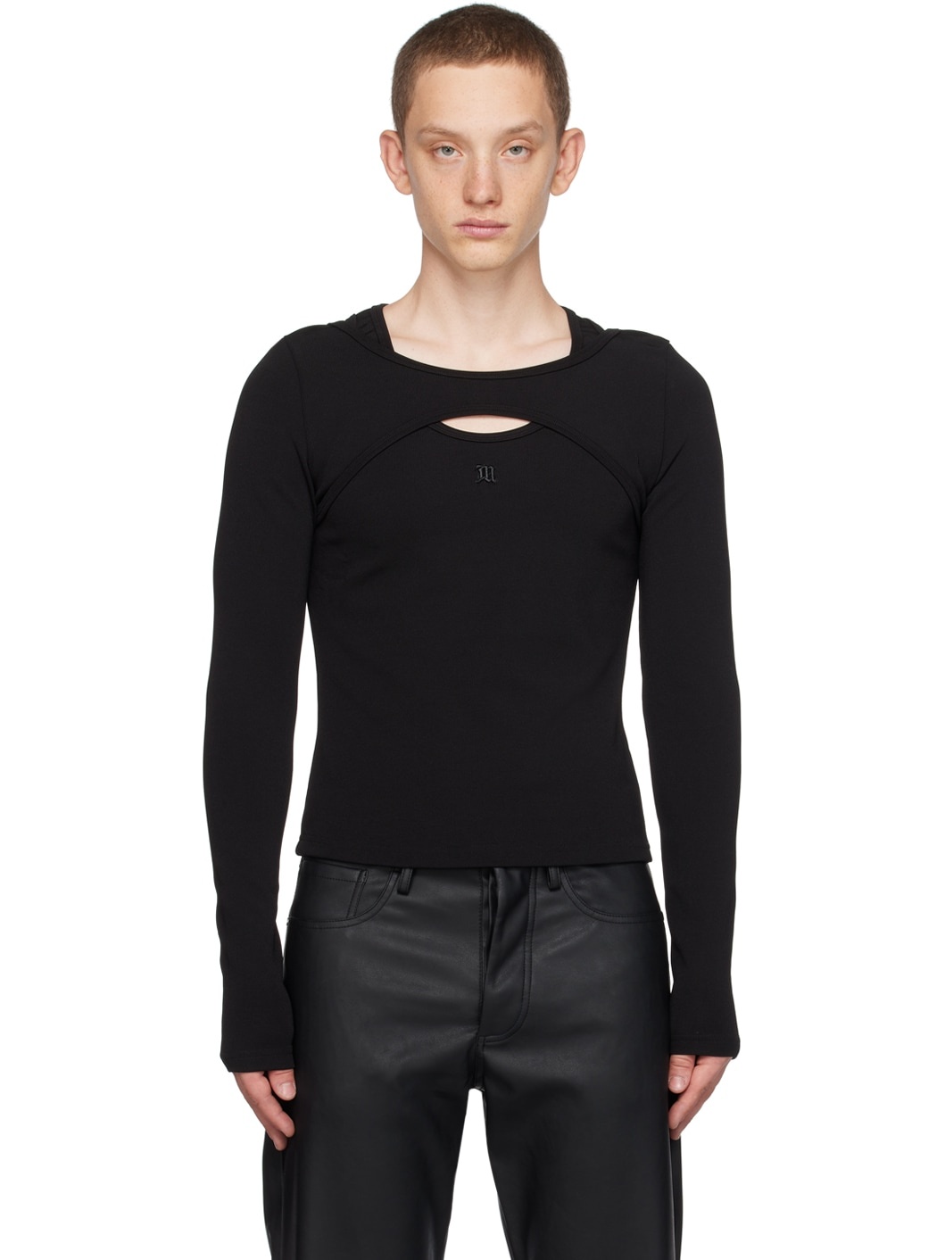 Black Layered Long Sleeve T-Shirt - 1
