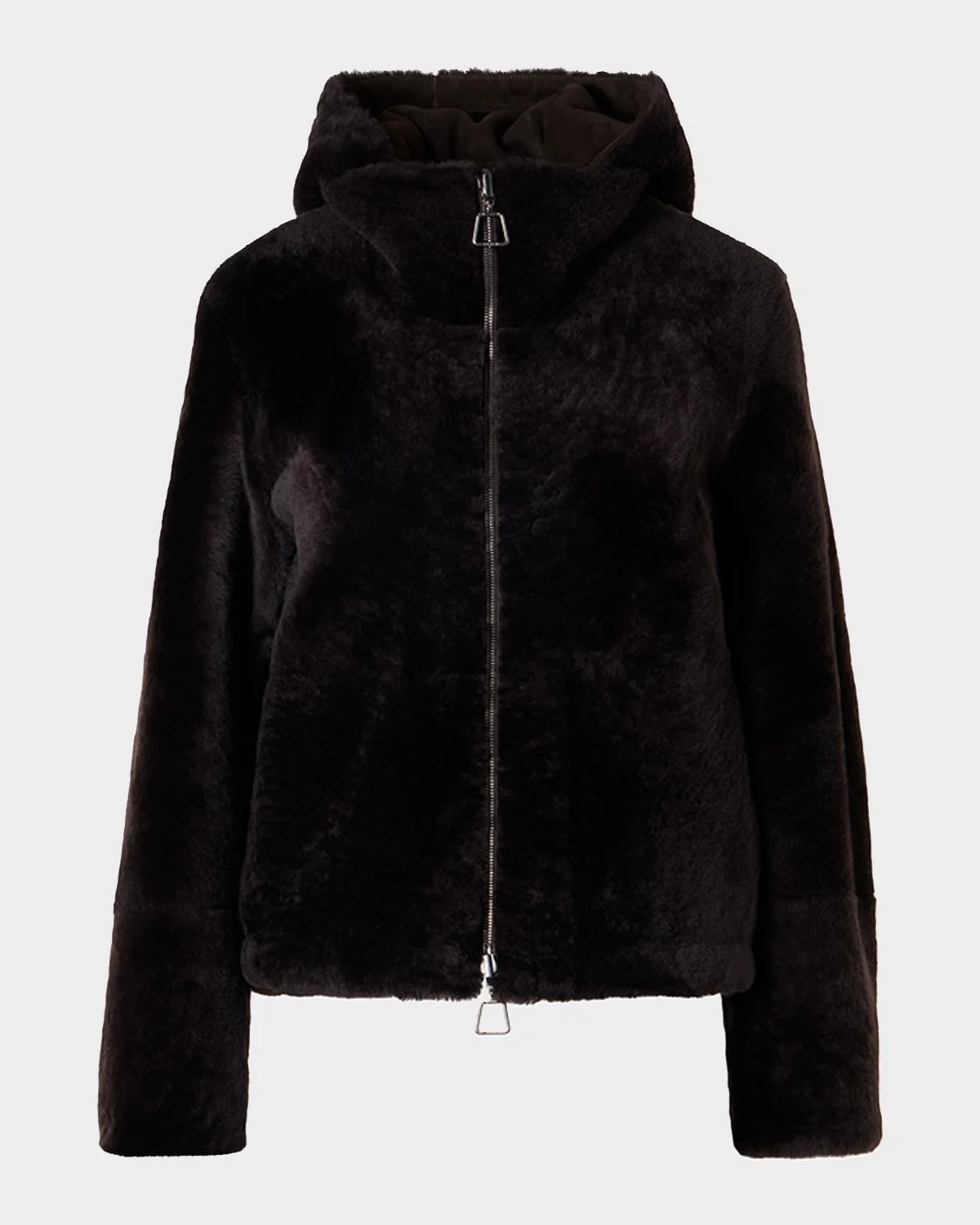 Dino Reversible Lamb Shearling Zip Jacket With Detachable Hood - 1