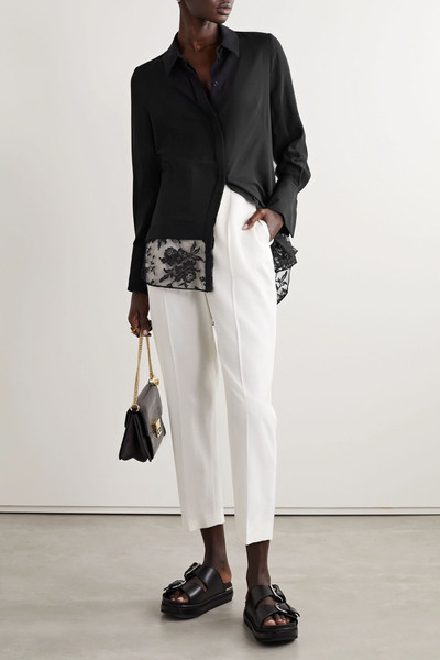 Alexander McQueen Lace-trimmed silk-chiffon shirt outlook