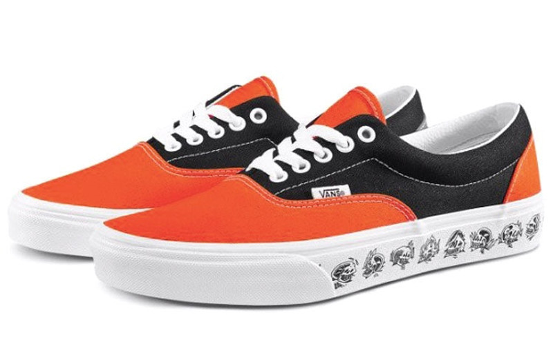 Vans Vans Era Skeleton Printing Retro Casual Canvas Shoes Black Orange Colorblock 'Black Orange' VN0A38FR outlook