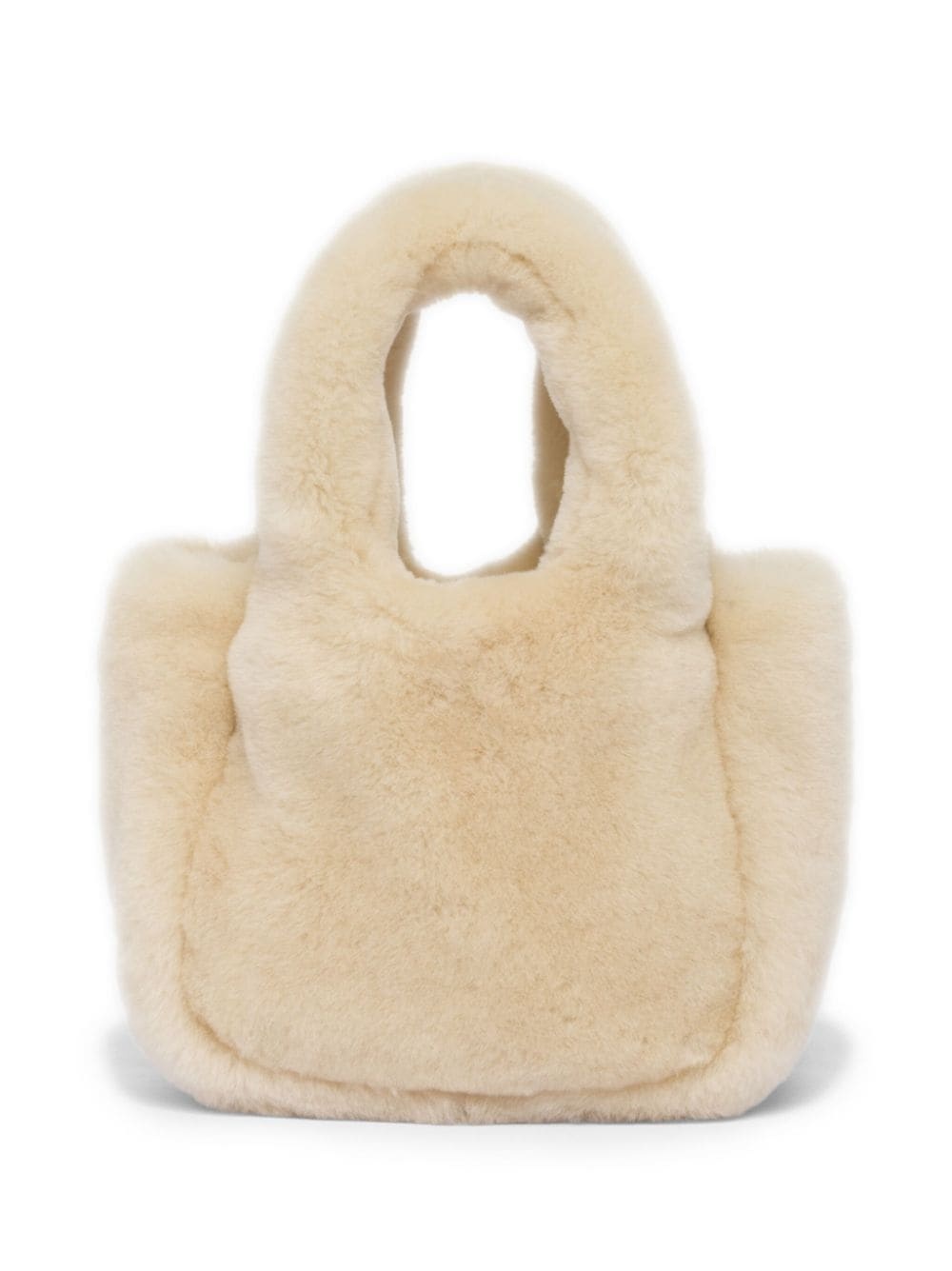 mini triangle-logo shearling tote bag - 2