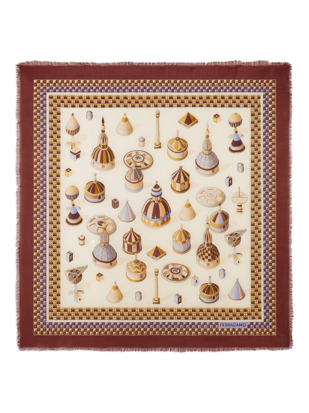geometrical renaissance print-cashmere shawl - 1