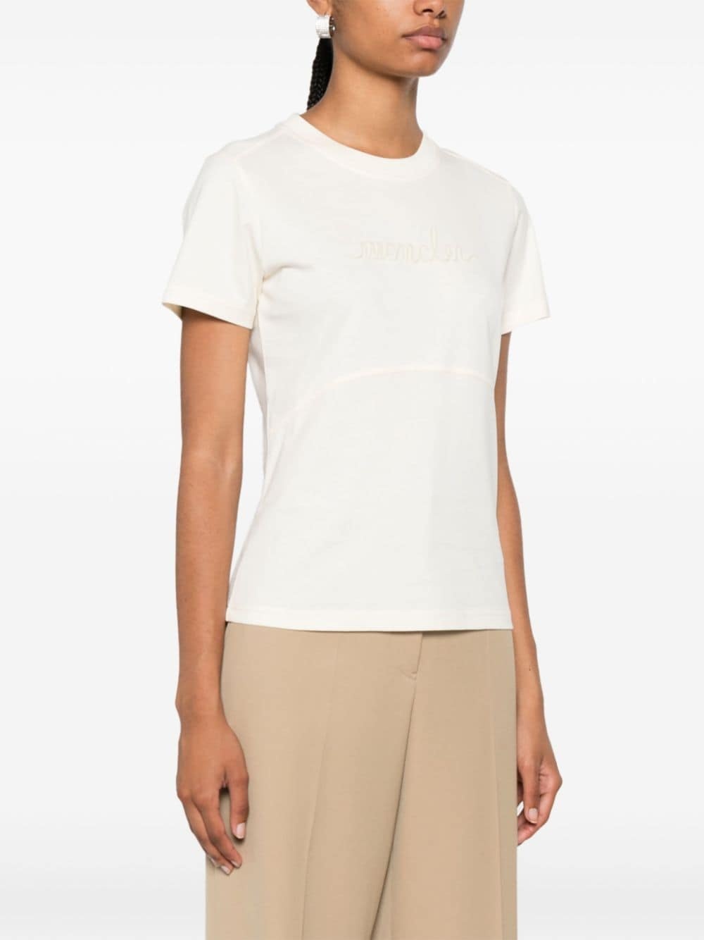 logo-embroidered cotton T-shirt - 3