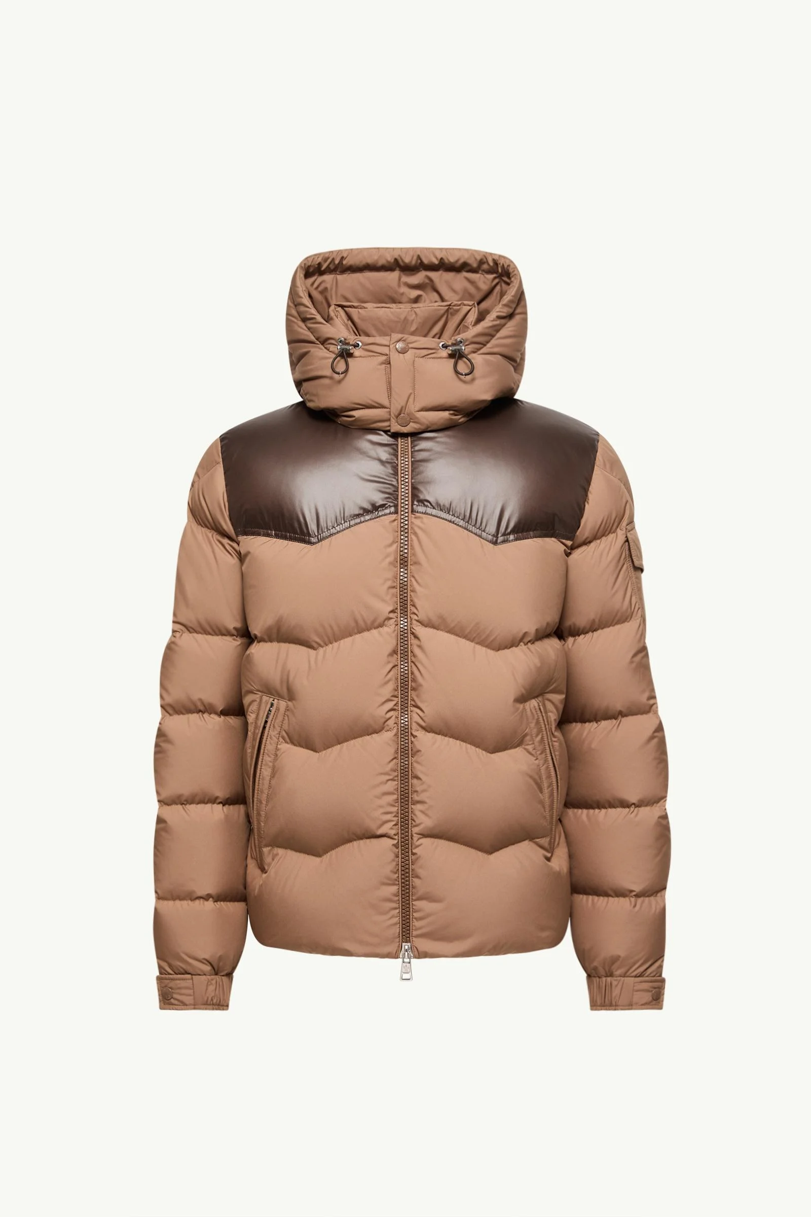 Ravelis Hooded Zig-Zag Quilted Short Down Jacket - 1
