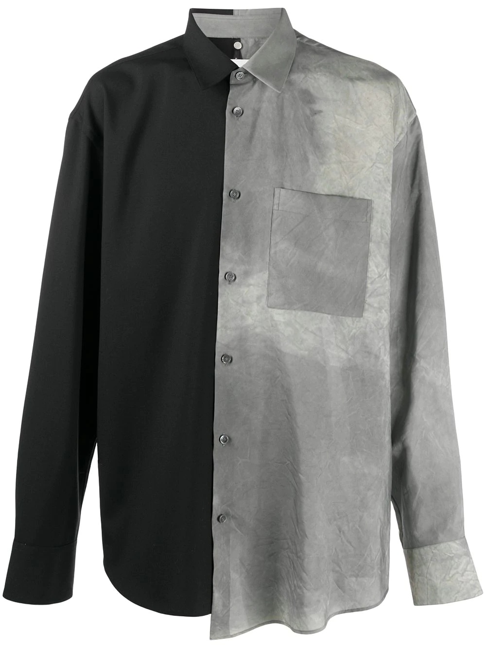 two-tone button-up shirt - 1