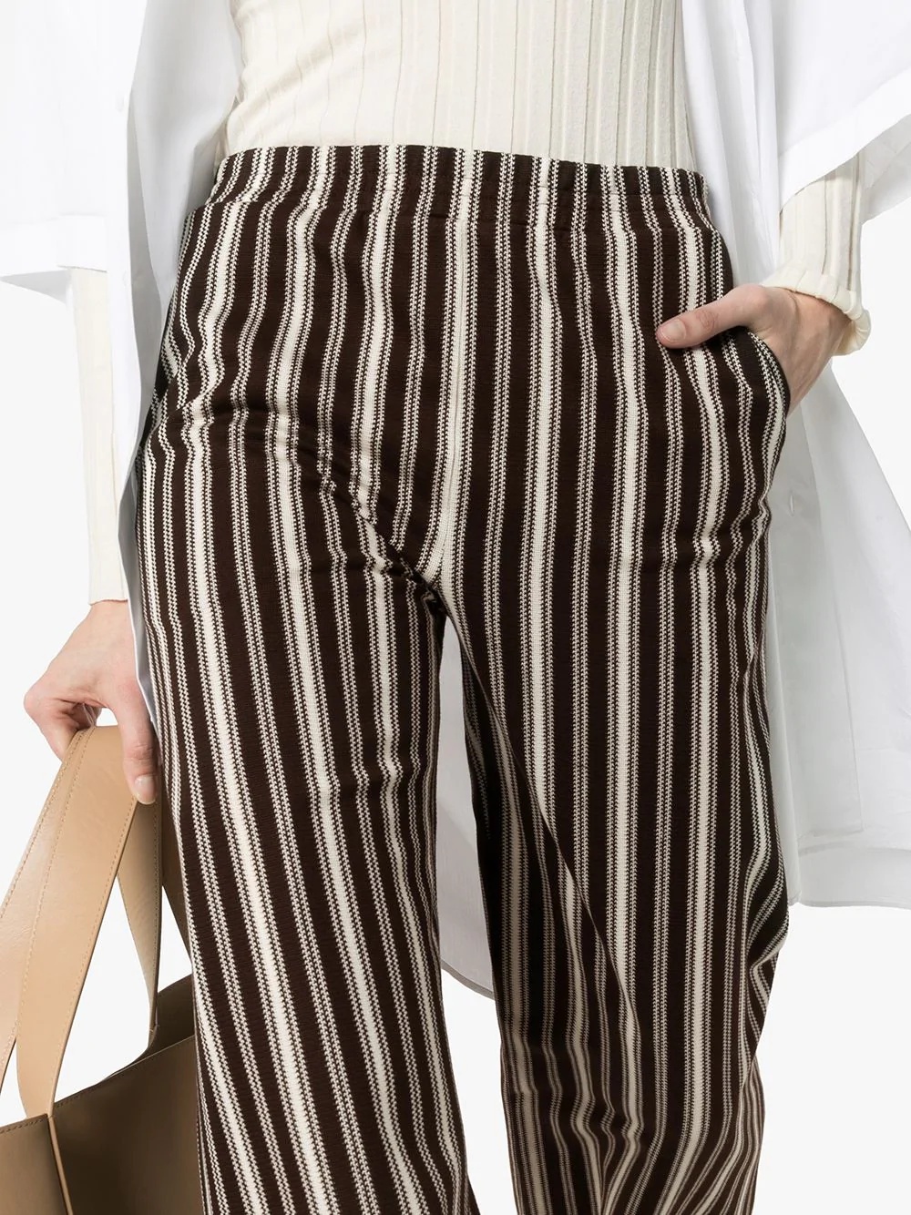 wide-leg striped trousers - 5