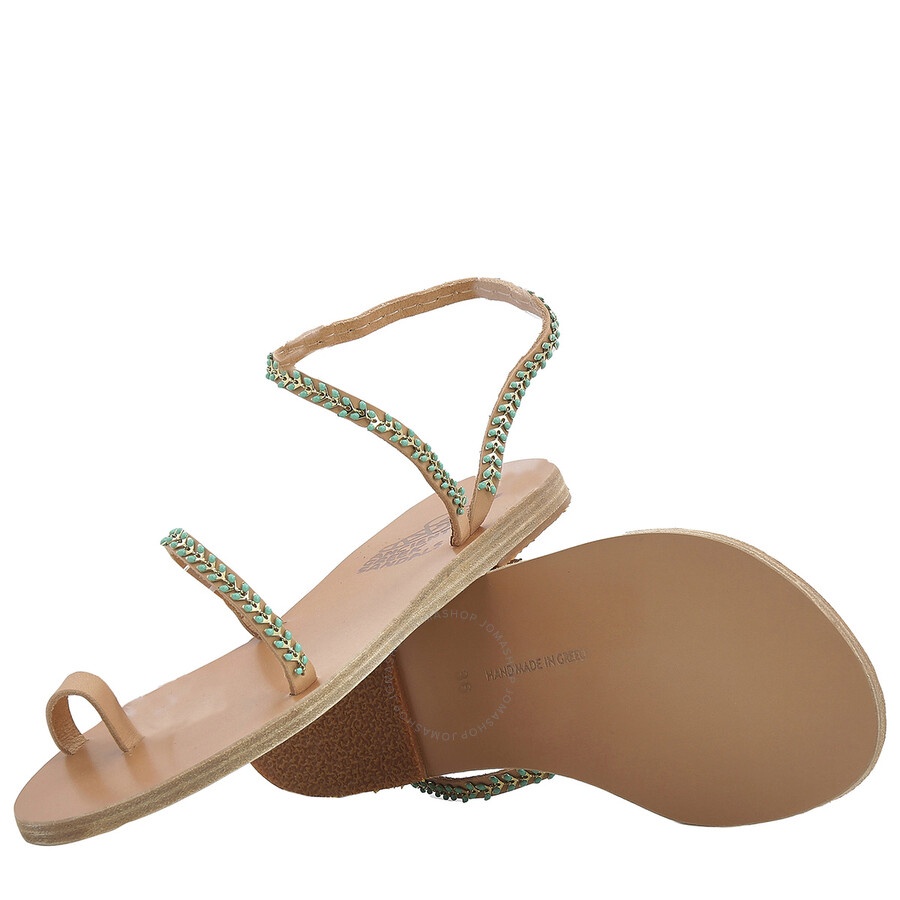 Ancient Greek Sandals Ladies Natural/Blue Apli Eleftheria Flat Sandals - 2