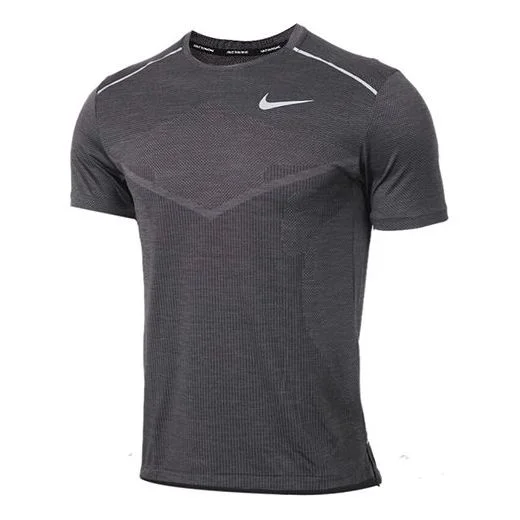 Nike Techknit Ulta Reflective Running Sports Short Sleeve Gray AJ7616-010 - 1