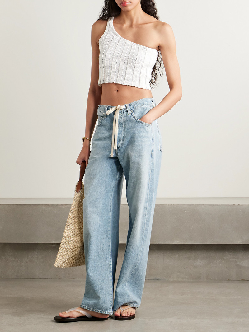 SUZIE KONDI Petulla One-shoulder Cropped Ribbed Cotton Top outlook